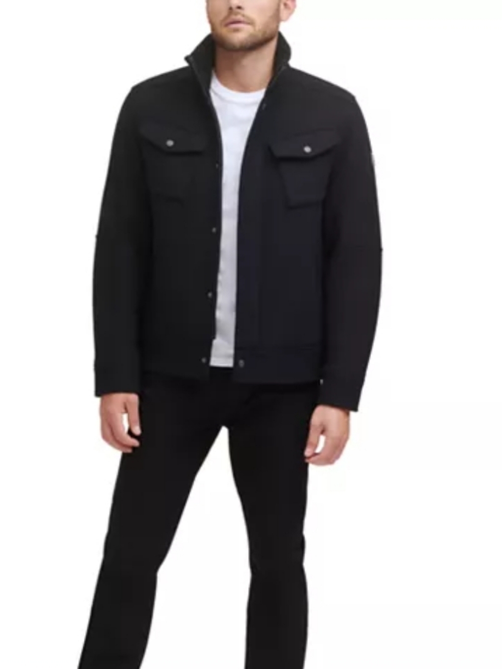 Kenneth ColeMen's Textured Wool Sherpa Inner Collar Jacket M